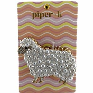 Piper K Sheep Hair Claw Clip Gold Tone Silver Rhinestones Faux Pearl
